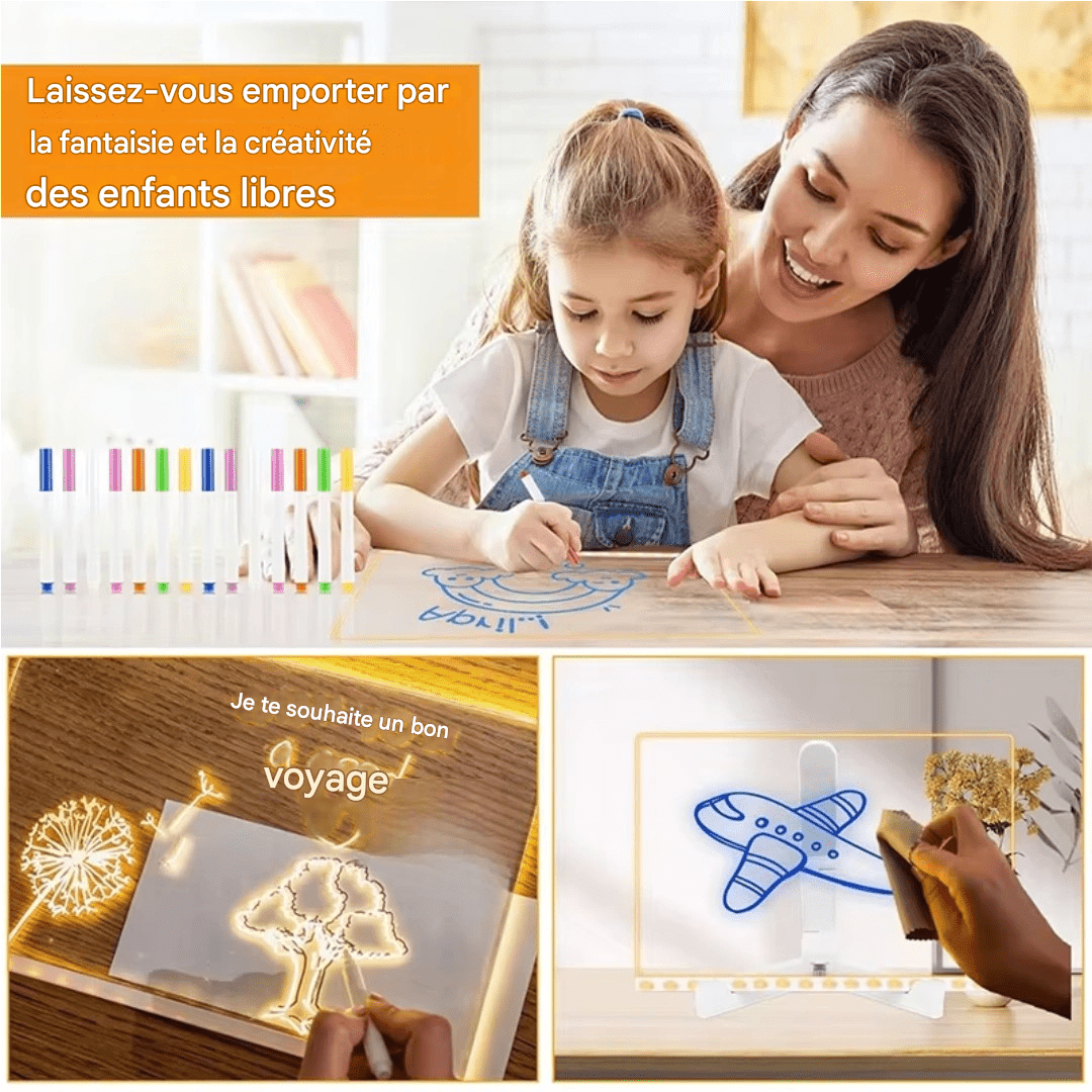 Lumea™ - Tablette de dessin LED magique avec 7 stylos lumineux