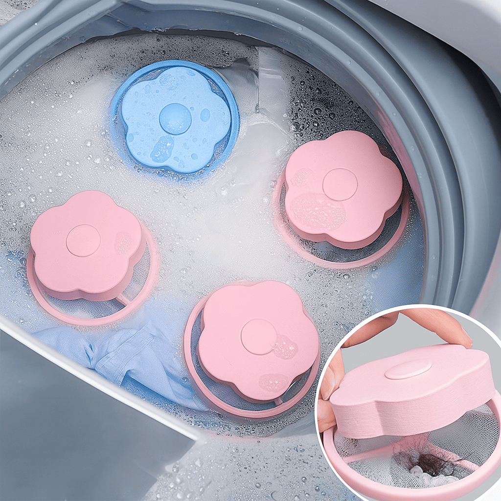 Lot de 4 Capsules Attrape-Poils pour Machine à Laver